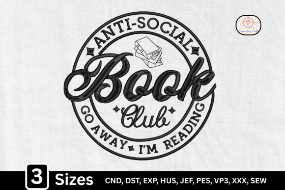 Anti-Social Book Club: A Thoughtful Embroidery Design for Literary Lovers
