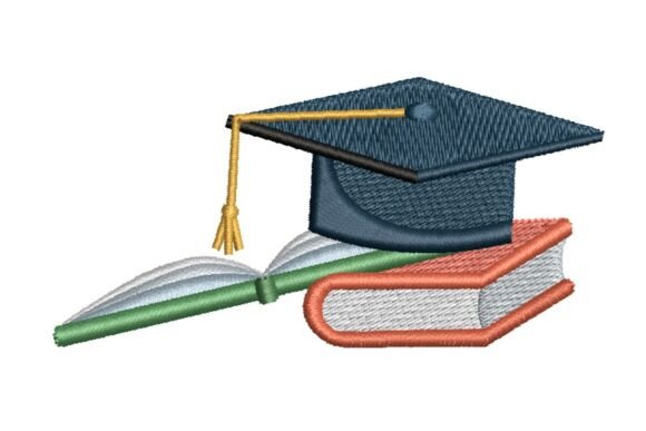 Graduation Cap and Books: A Touch of Academic Charm