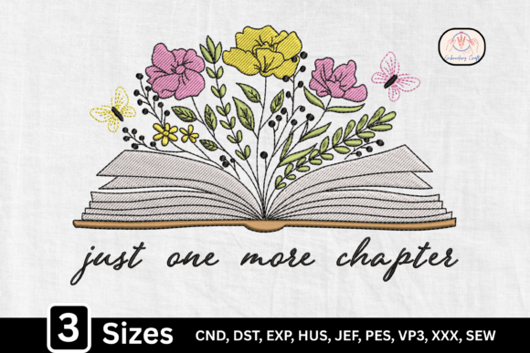Just One More Chapter Floral Open Book Embroidery Design Review