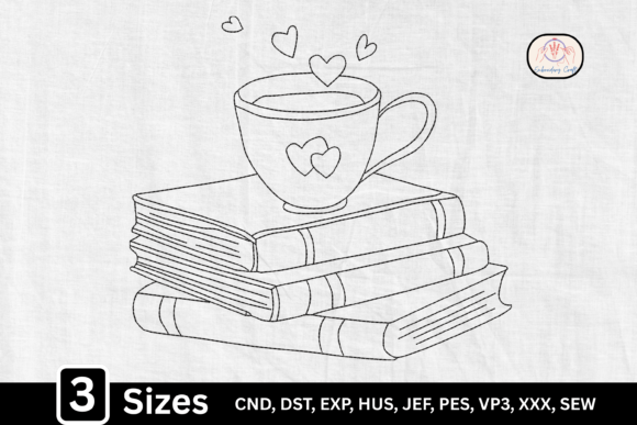Line Art Coffee Cup on Book Stack Review