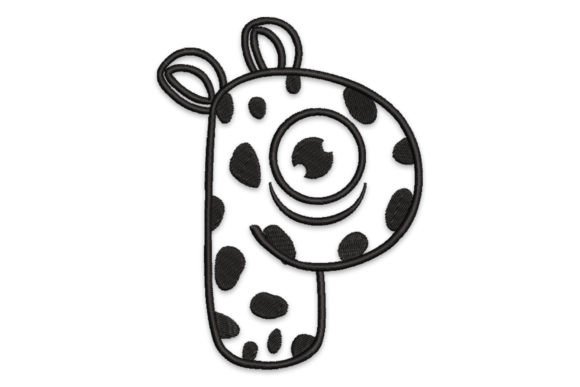 Monster Alphabet Letter P: A Playful Yet Professional Embroidery Design for Small Business Branding