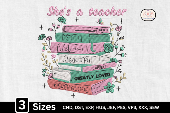 She’s a Teacher Floral Book Stack