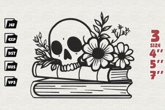 Skull Book Flower: A Designer’s Review for Boutique Sweatshirt Embroidery